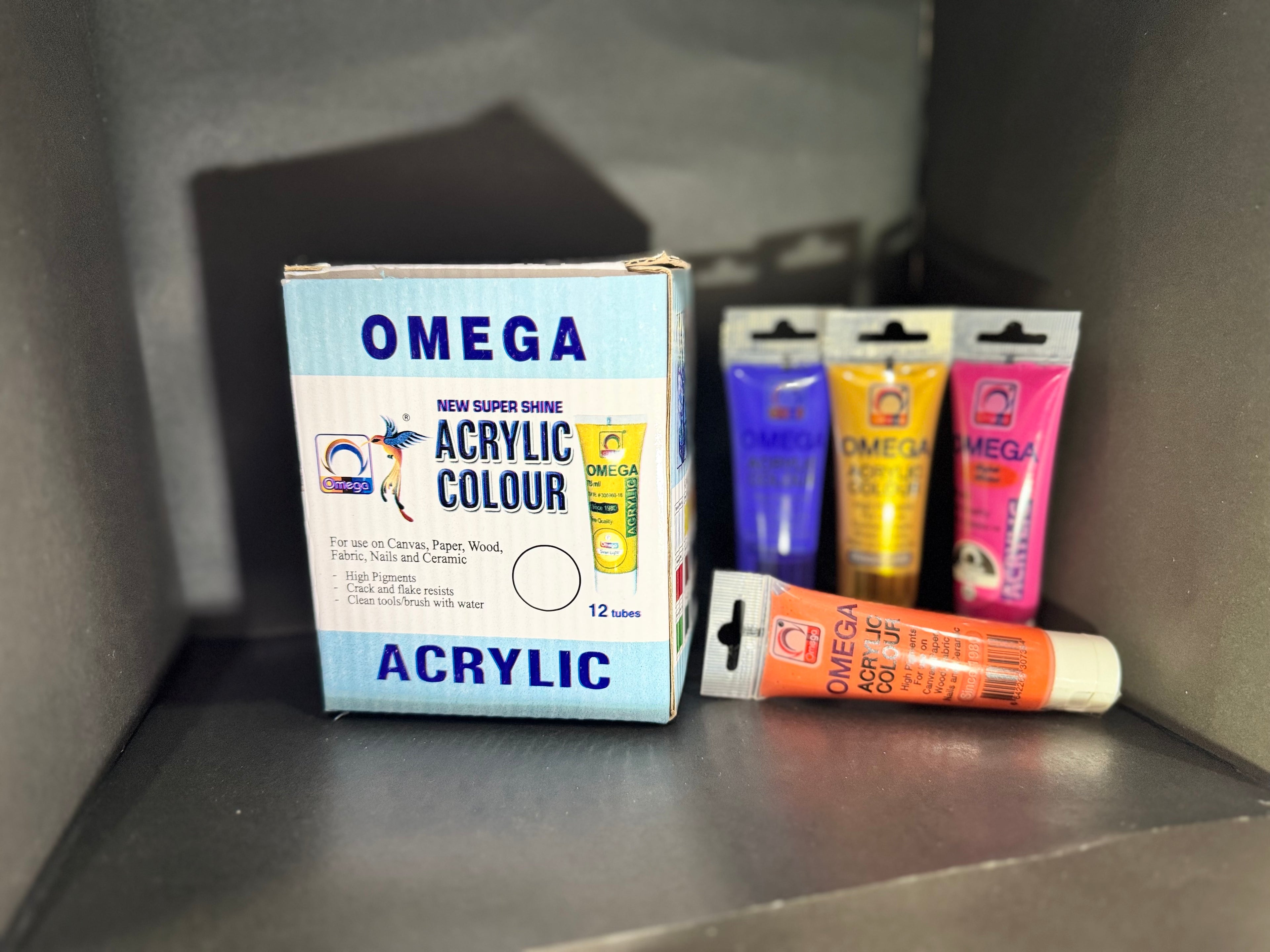 Omega Acrylic Color Set, 12 Tubes, 30 ml