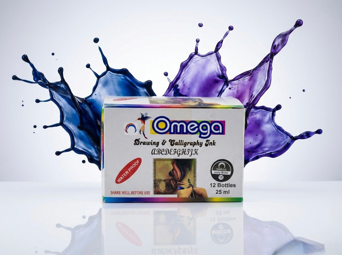 Omega Drawing & Calligraphy Ink Set – 12 Bottles (25 ml Each) | Waterproof