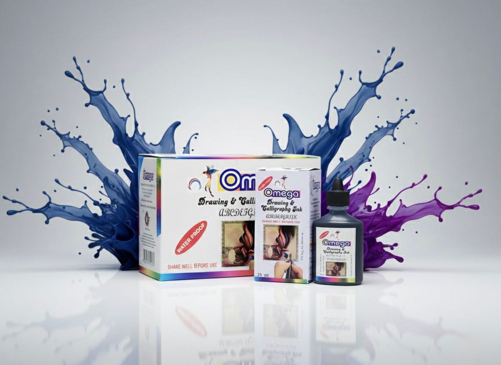Omega Drawing & Calligraphy Ink Set – 12 Bottles (25 ml Each) | Waterproof
